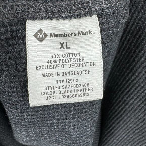 Members Mark gray crew soft wash waffle weave thermal top long sleeve XL - Picture 6 of 8